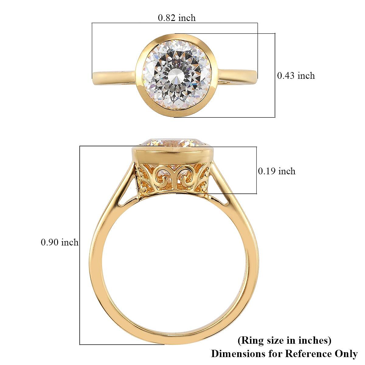 Strontium Titanate Solitaire Ring in Vermeil Yellow Gold Over Sterling Silver (Size 10.0) 3.10 ctw image number 5