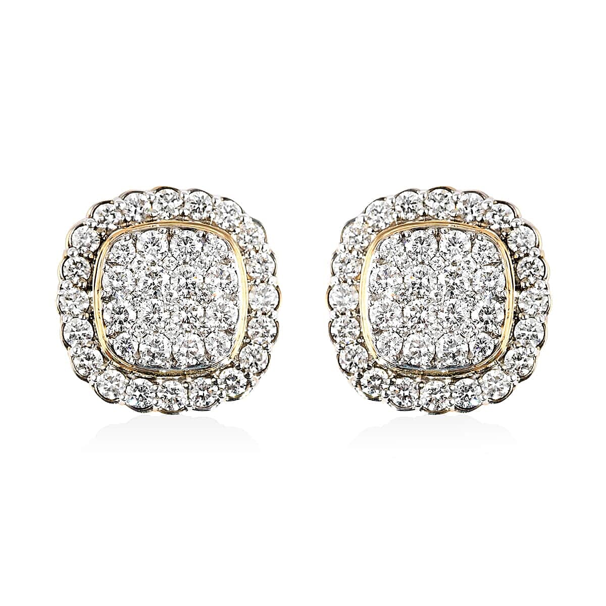 NY CLOSEOUT 14K Yellow Gold F SI1 Diamond Cluster Earrings 5 Grams 1.50 ctw