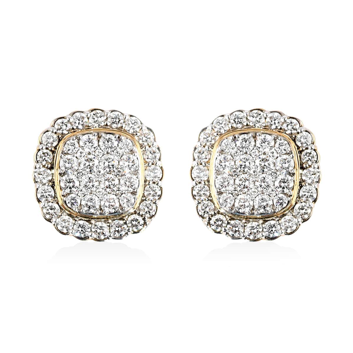 NY CLOSEOUT 14K Yellow Gold F SI1 Diamond Cluster Earrings 5 Grams 1.50 ctw image number 0