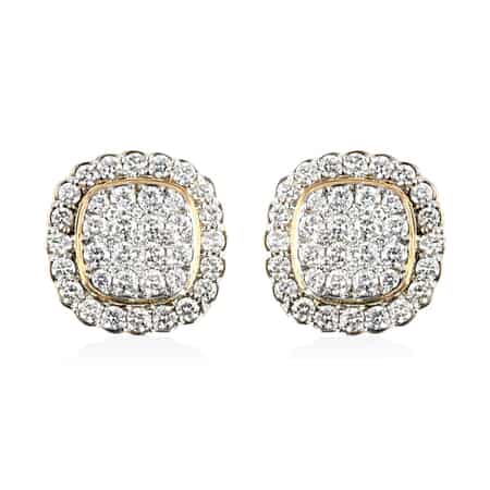 NY CLOSEOUT 14K Yellow Gold F SI1 Diamond Cluster Earrings 5 Grams 1.50 ctw image number 0