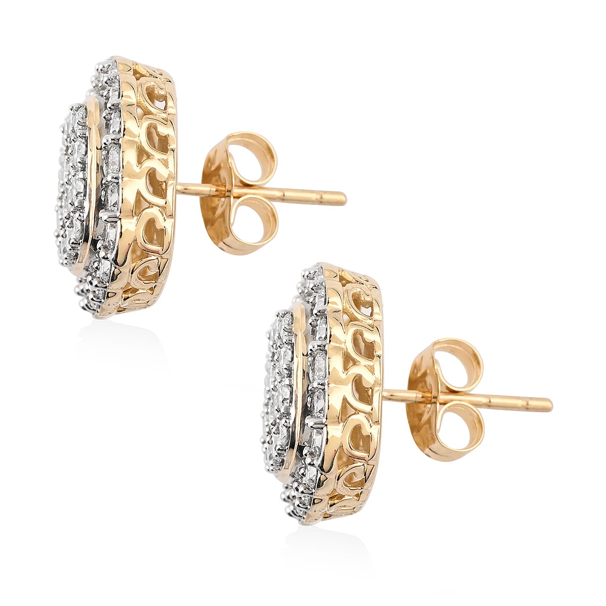 NY CLOSEOUT 14K Yellow Gold F SI1 Diamond Cluster Earrings 5 Grams 1.50 ctw