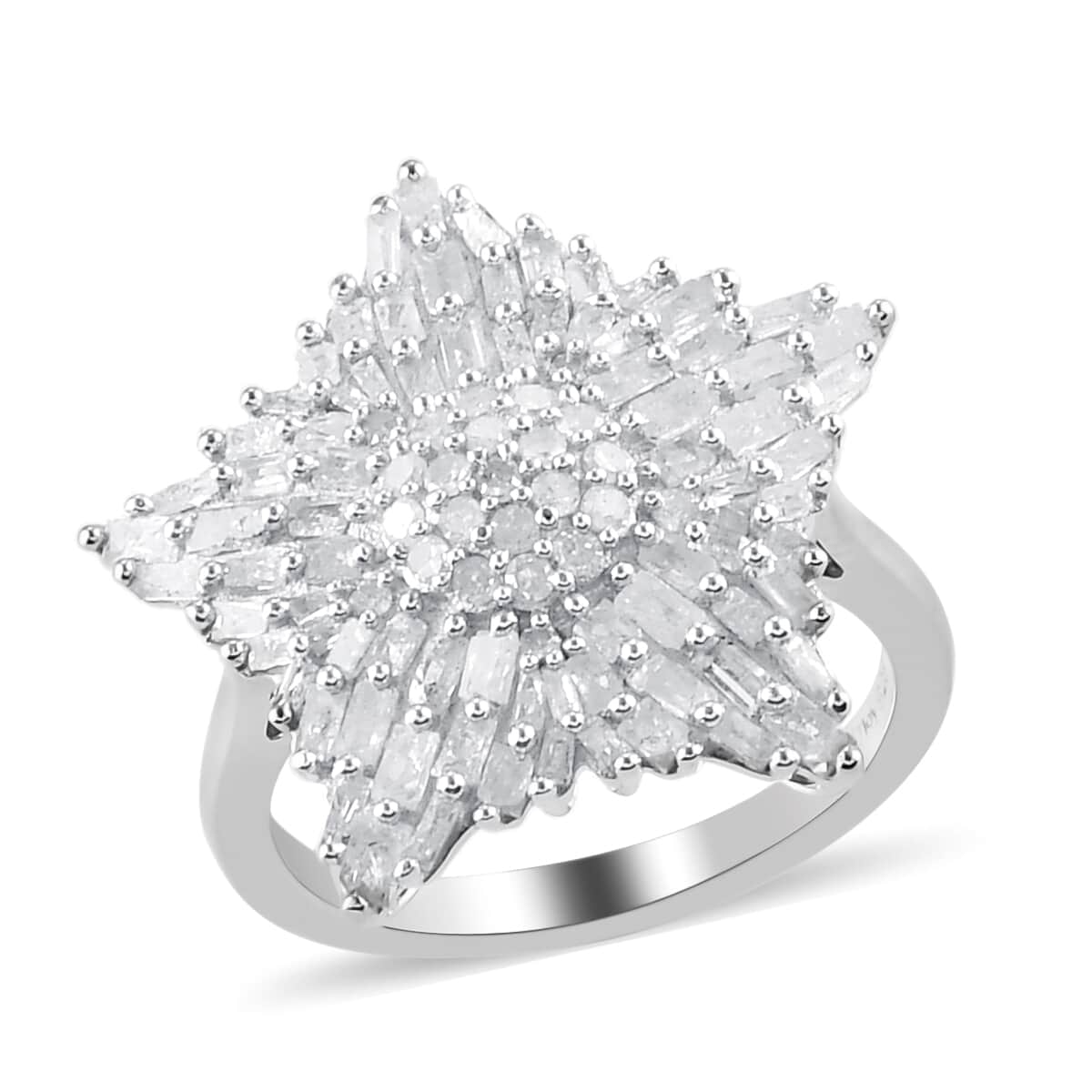 Diamond Star Ring in Platinum Over Sterling Silver (Size 6.0) 1.00 ctw image number 0
