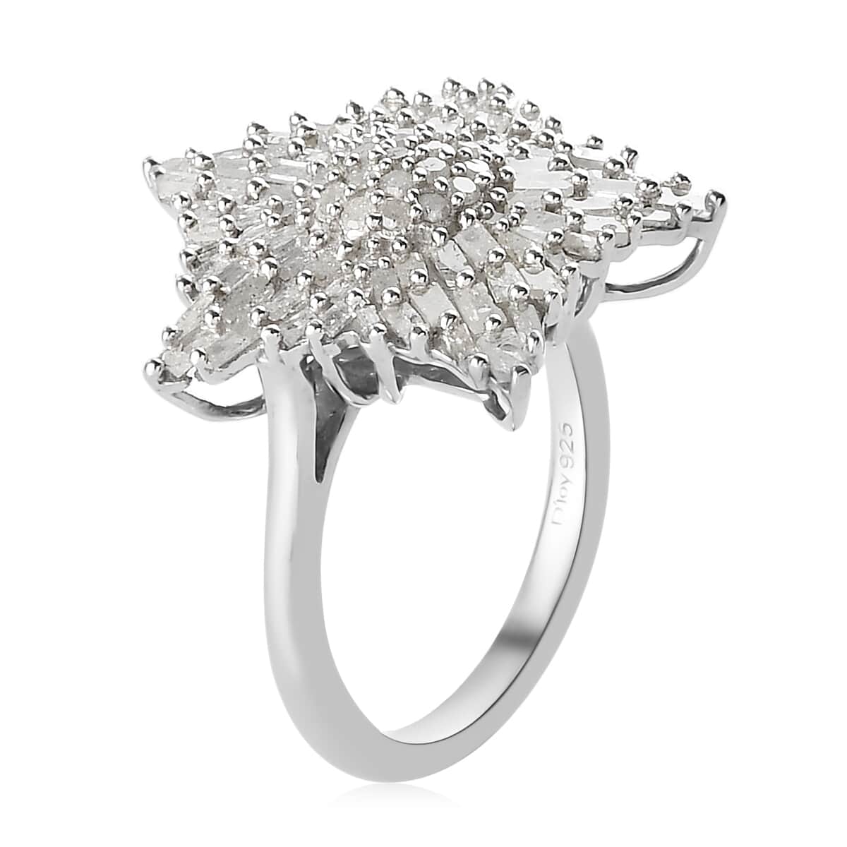 Diamond Star Ring in Platinum Over Sterling Silver (Size 6.0) 1.00 ctw image number 3