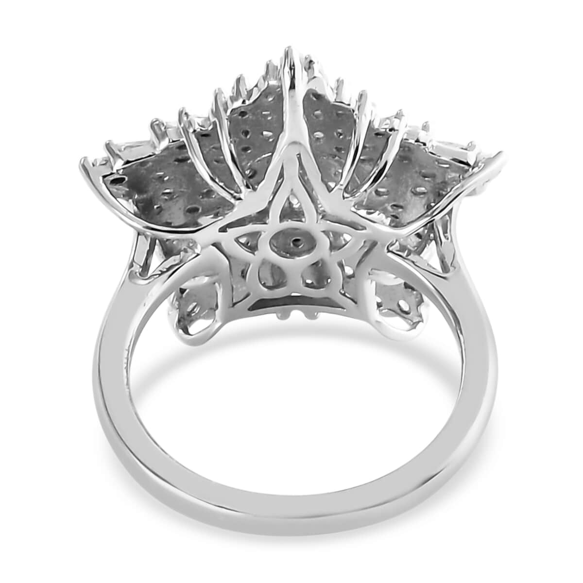 Diamond Star Ring in Platinum Over Sterling Silver (Size 6.0) 1.00 ctw image number 4
