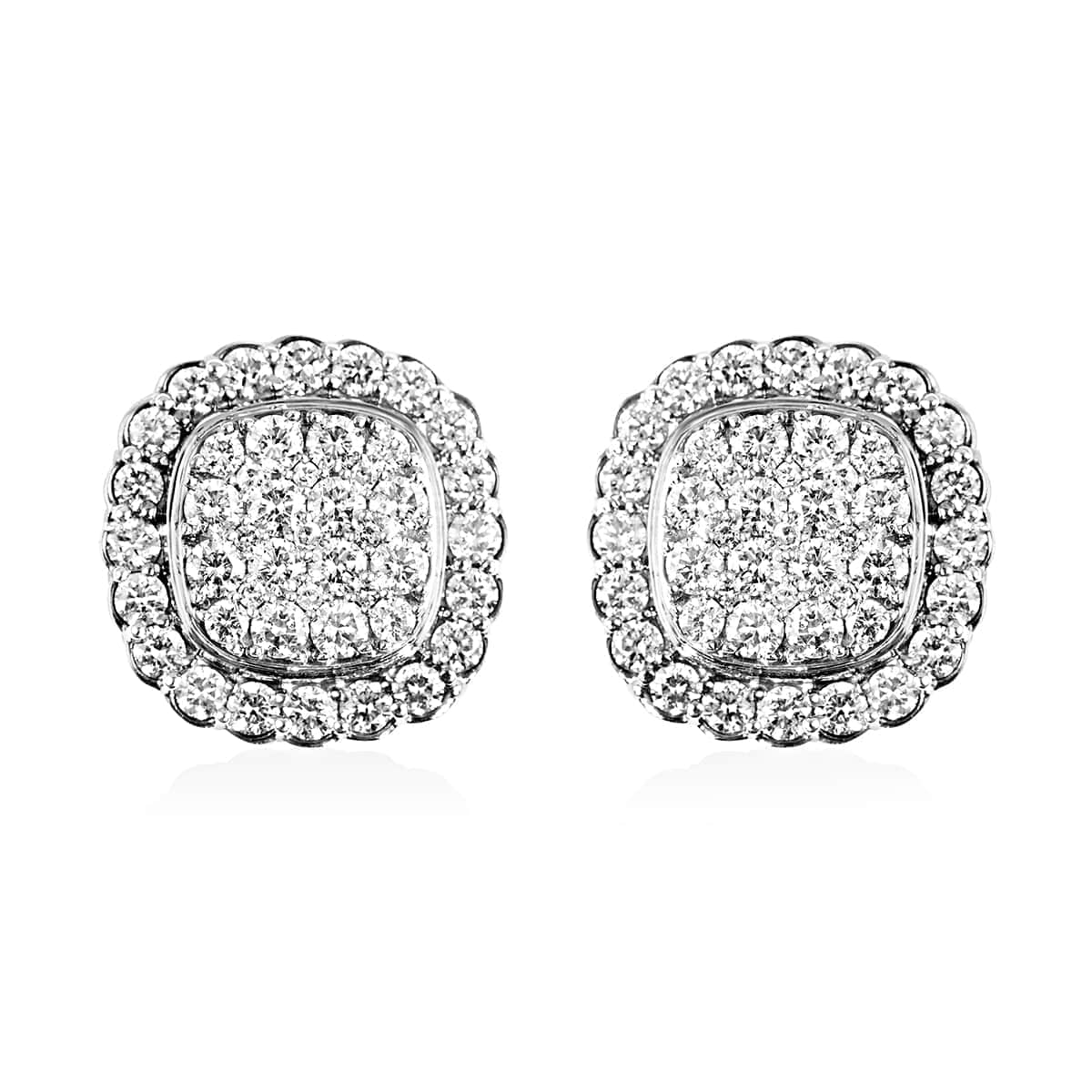NY CLOSEOUT 14K White Gold F SI1 Diamond Cluster Earrings 4.80 Grams 1.50 ctw image number 0