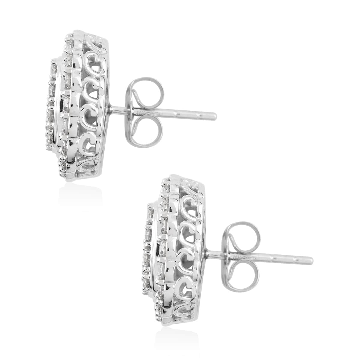 NY CLOSEOUT 14K White Gold F SI1 Diamond Cluster Earrings 4.80 Grams 1.50 ctw image number 3