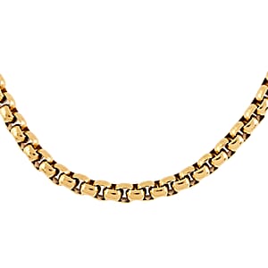 3.5mm Box Necklace (24 Inches) in ION Plated YG Stainless Steel (21 g) , Tarnish-Free, Waterproof, Sweat Proof Jewelry