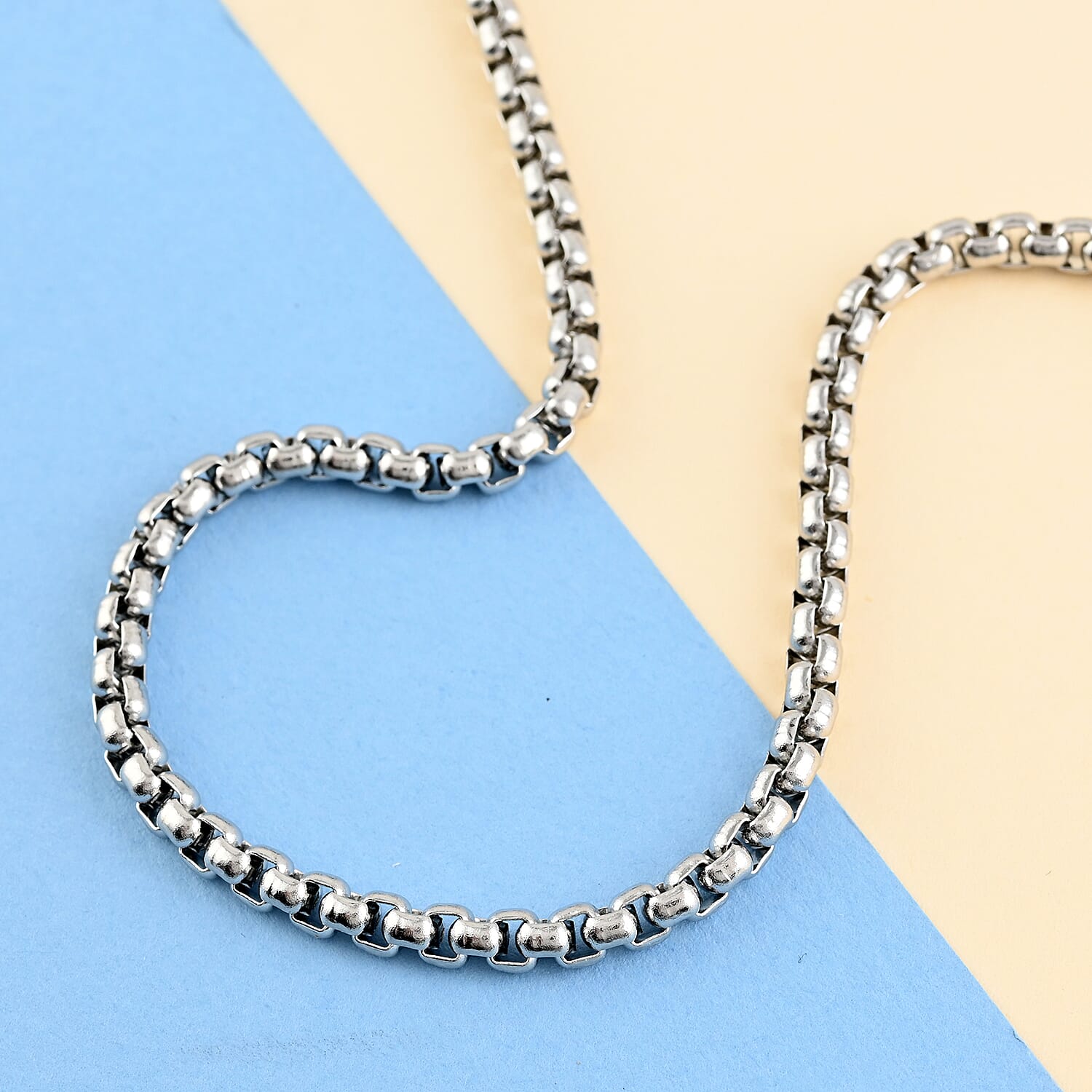 3.5mm Box Necklace 24 Inches in Stainless Steel 21 Grams