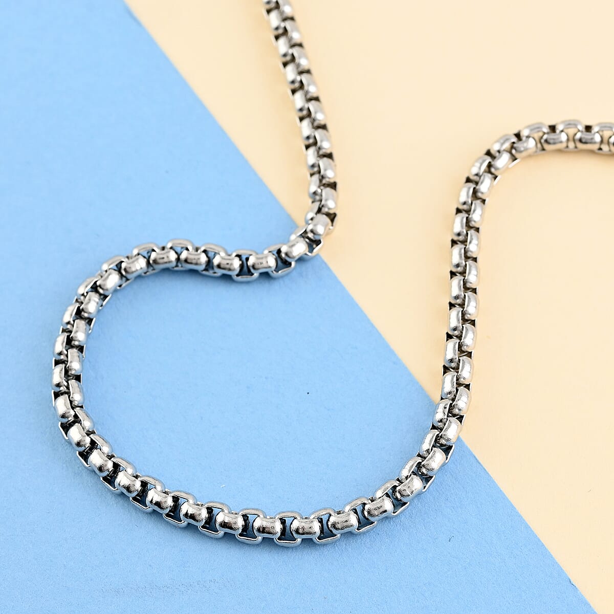 3.5mm Box Necklace 24 Inches in Stainless Steel 21 Grams image number 1