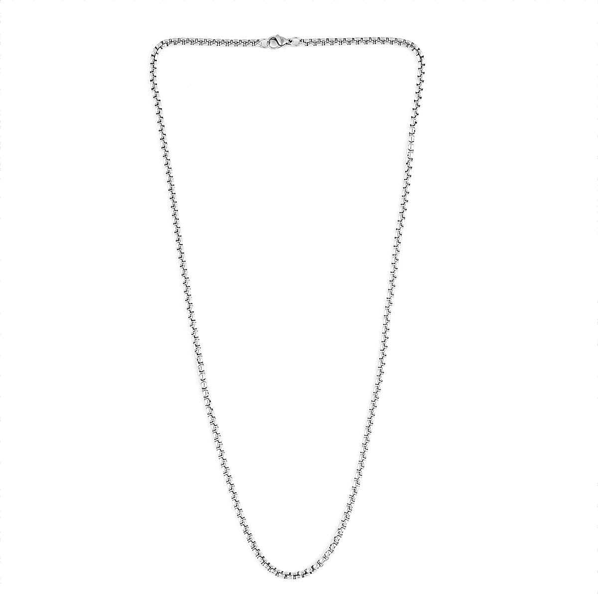 3.5mm Box Necklace 24 Inches in Stainless Steel 21 Grams image number 2