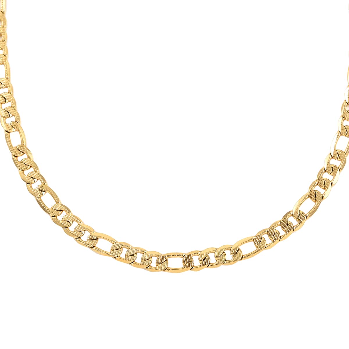 7.6mm Figaro Necklace 24 Inches in ION Plated Yellow Gold Stainless Steel 27 Grams image number 0