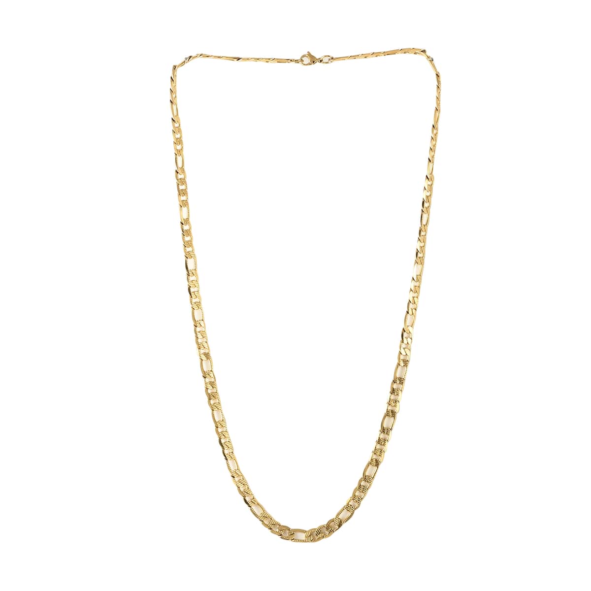 7.6mm Figaro Necklace 24 Inches in ION Plated Yellow Gold Stainless Steel 27 Grams image number 2