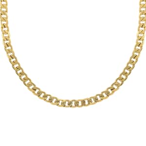 7.6mm Curb Necklace (24 Inches) in ION Plated YG Stainless Steel (27 g) , Tarnish-Free, Waterproof, Sweat Proof Jewelry