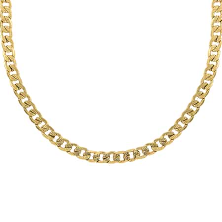 7.6mm Curb Necklace (24 Inches) in ION Plated YG Stainless Steel (27 g) , Tarnish-Free, Waterproof, Sweat Proof Jewelry image number 0