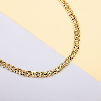 7.6mm Curb Necklace (24 Inches) in ION Plated YG Stainless Steel (27 g) , Tarnish-Free, Waterproof, Sweat Proof Jewelry