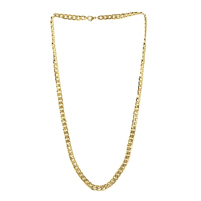 7.6mm Curb Necklace (24 Inches) in ION Plated YG Stainless Steel (27 g) , Tarnish-Free, Waterproof, Sweat Proof Jewelry