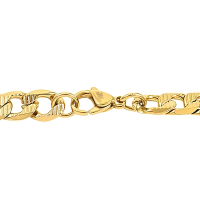 7.6mm Curb Necklace (24 Inches) in ION Plated YG Stainless Steel (27 g) , Tarnish-Free, Waterproof, Sweat Proof Jewelry