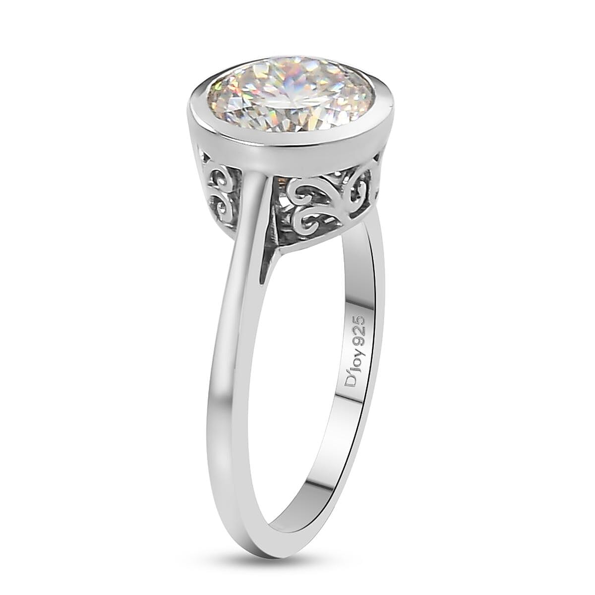 100 Facet Strontium Titanate Solitaire Ring in Platinum Over Sterling Silver (Size 9.0) 3.10 ctw image number 3