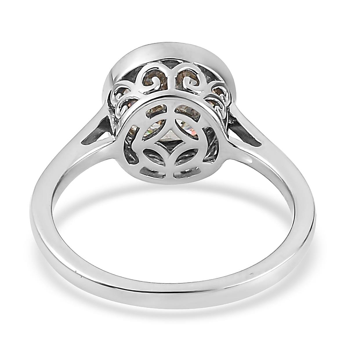 100 Facet Strontium Titanate Solitaire Ring in Platinum Over Sterling Silver (Size 9.0) 3.10 ctw image number 4