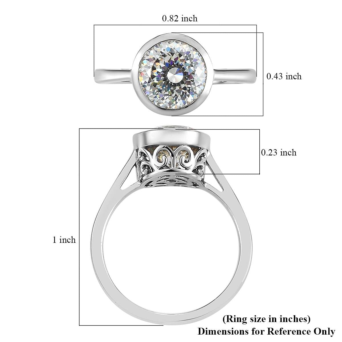 100 Facet Strontium Titanate Solitaire Ring in Platinum Over Sterling Silver (Size 9.0) 3.10 ctw image number 5