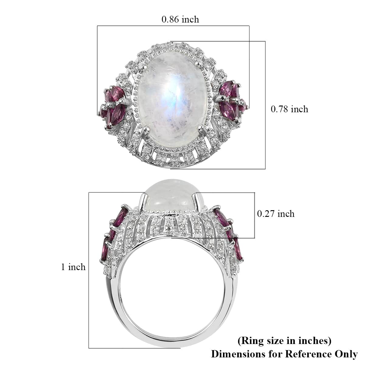 Kuisa Rainbow Moonstone and Multi Gemstone Ring in Platinum Over Sterling Silver (Size 8.0) 7.90 ctw image number 5