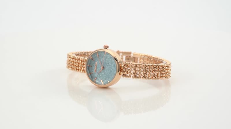 STRADA Japanese Movement Blue Stardust Dial Watch with Rosetone (26.40mm) (6.0-7.50 Inch)