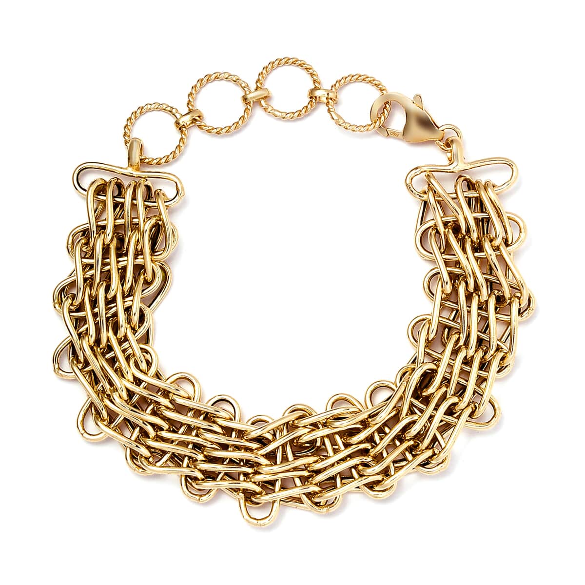 Artisan Crafted 14K Yellow Gold Over Sterling Silver Chain Bracelet (7.25 In) 14.50 Grams image number 0