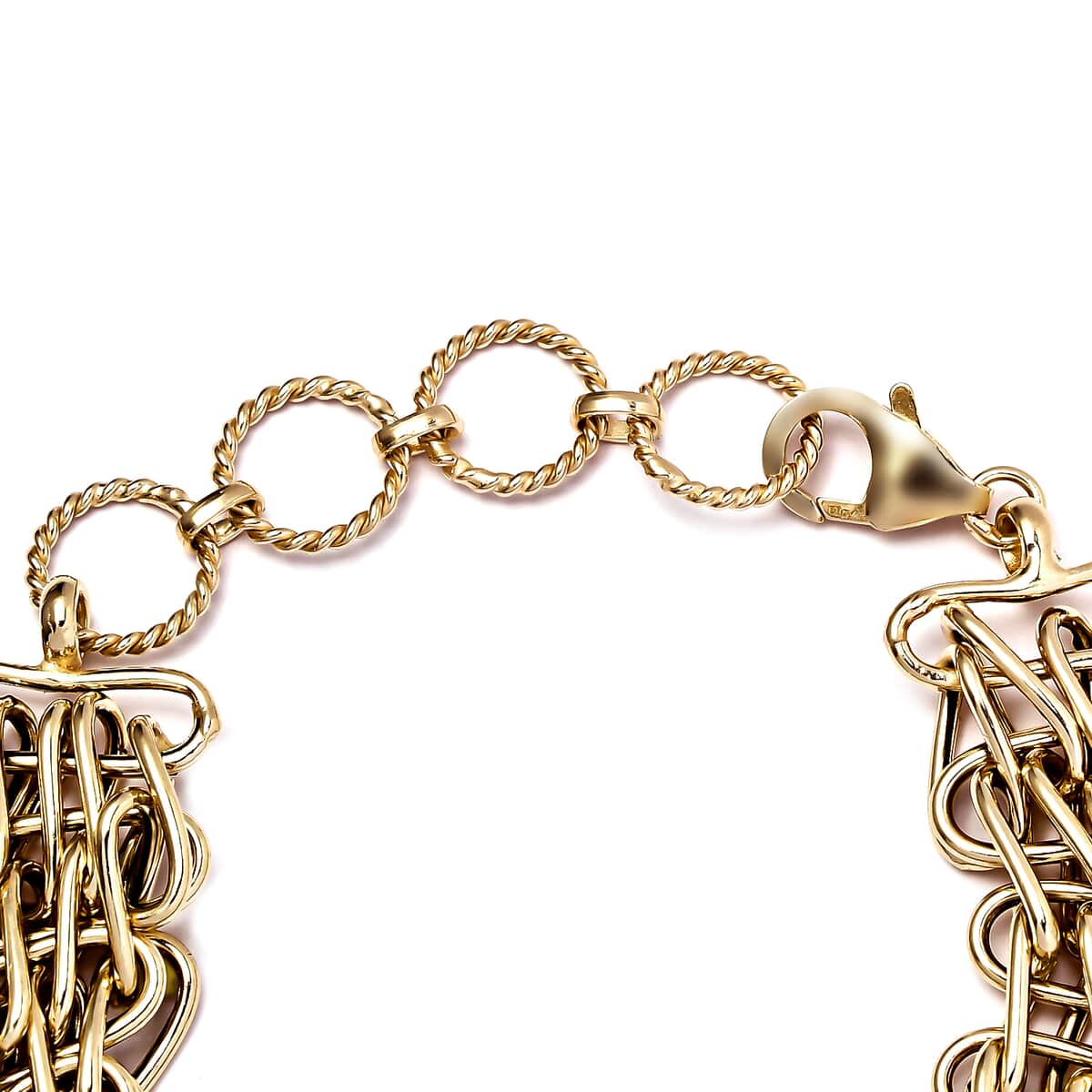 Artisan Crafted 14K Yellow Gold Over Sterling Silver Chain Bracelet (7.25 In) 14.50 Grams image number 3