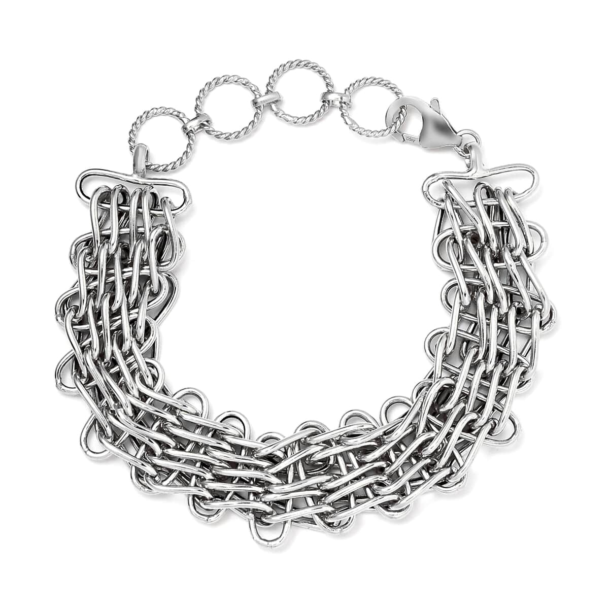 Artisan Crafted Platinum Over Sterling Silver Chain Bracelet (7.25 In) 14.50 Grams image number 0
