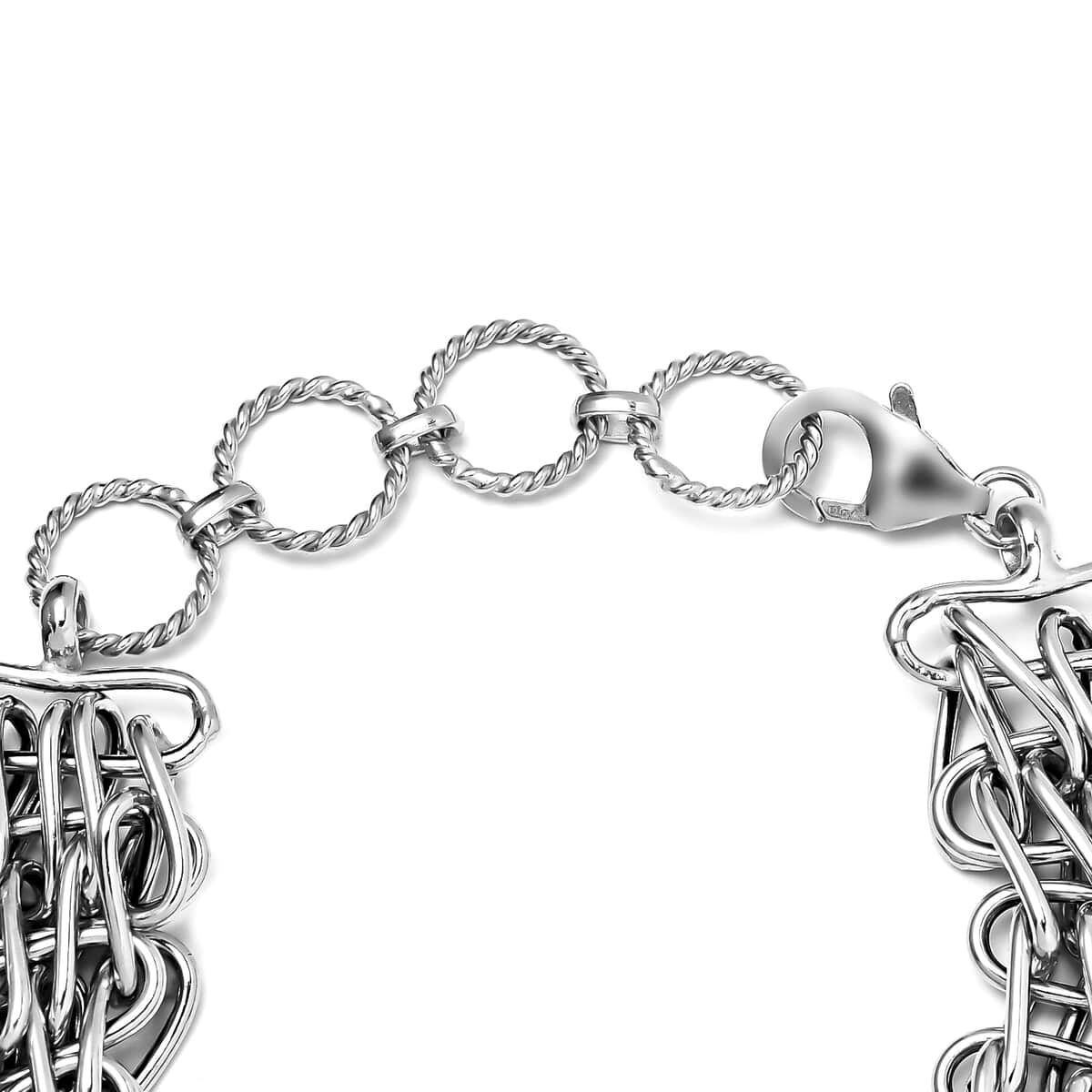 Artisan Crafted Platinum Over Sterling Silver Chain Bracelet (7.25 In) 14.50 Grams image number 3