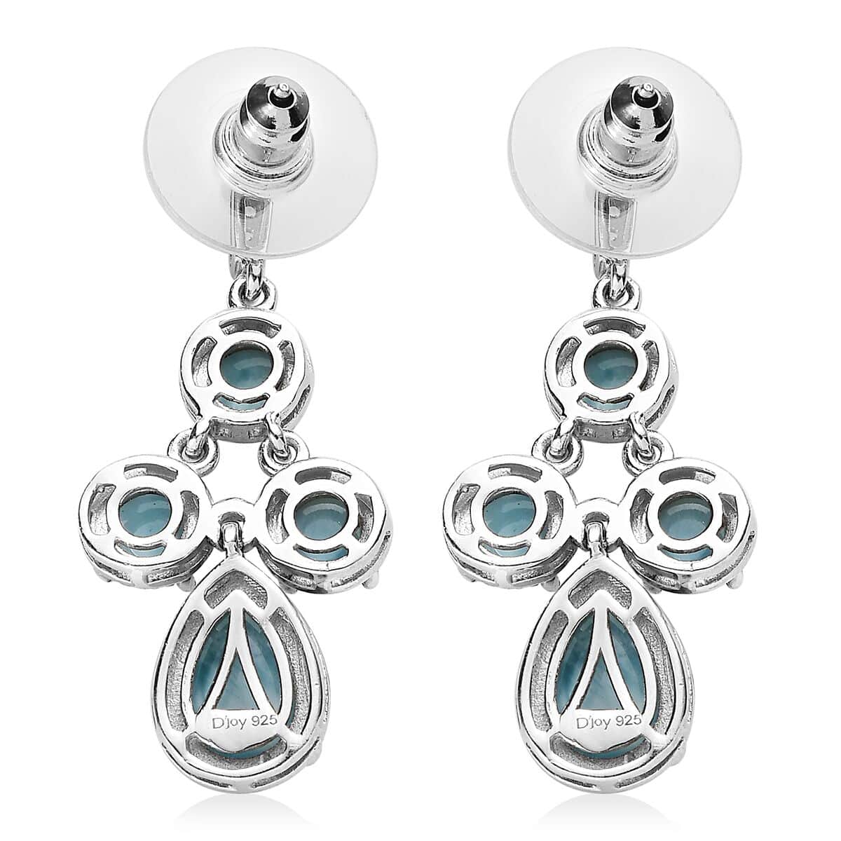 Larimar and White Zircon Dangle Earrings in Platinum Over Sterling Silver 8.75 ctw image number 3