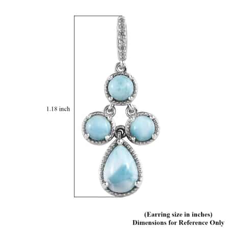 Larimar and White Zircon Dangle Earrings in Platinum Over Sterling Silver 8.75 ctw image number 4