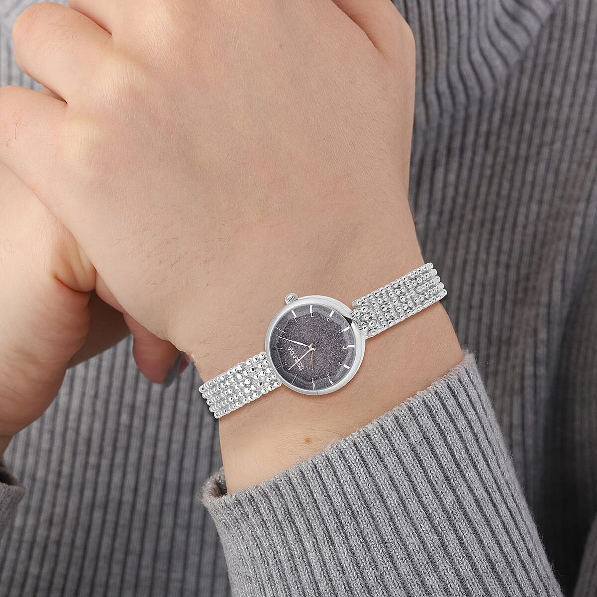 Strada Japanese Movement Gray Stardust Dial Watch with Silvertone (26.40mm) (6.0-7.50 Inch) image number 2