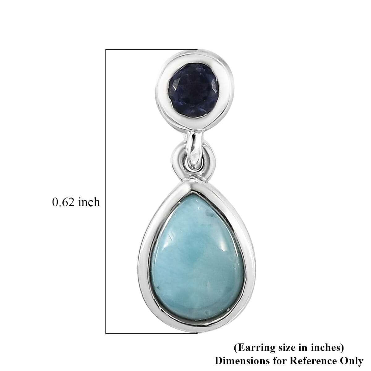 Larimar and Catalina Iolite Dangling Earrings in Platinum Over Sterling Silver 1.90 ctw