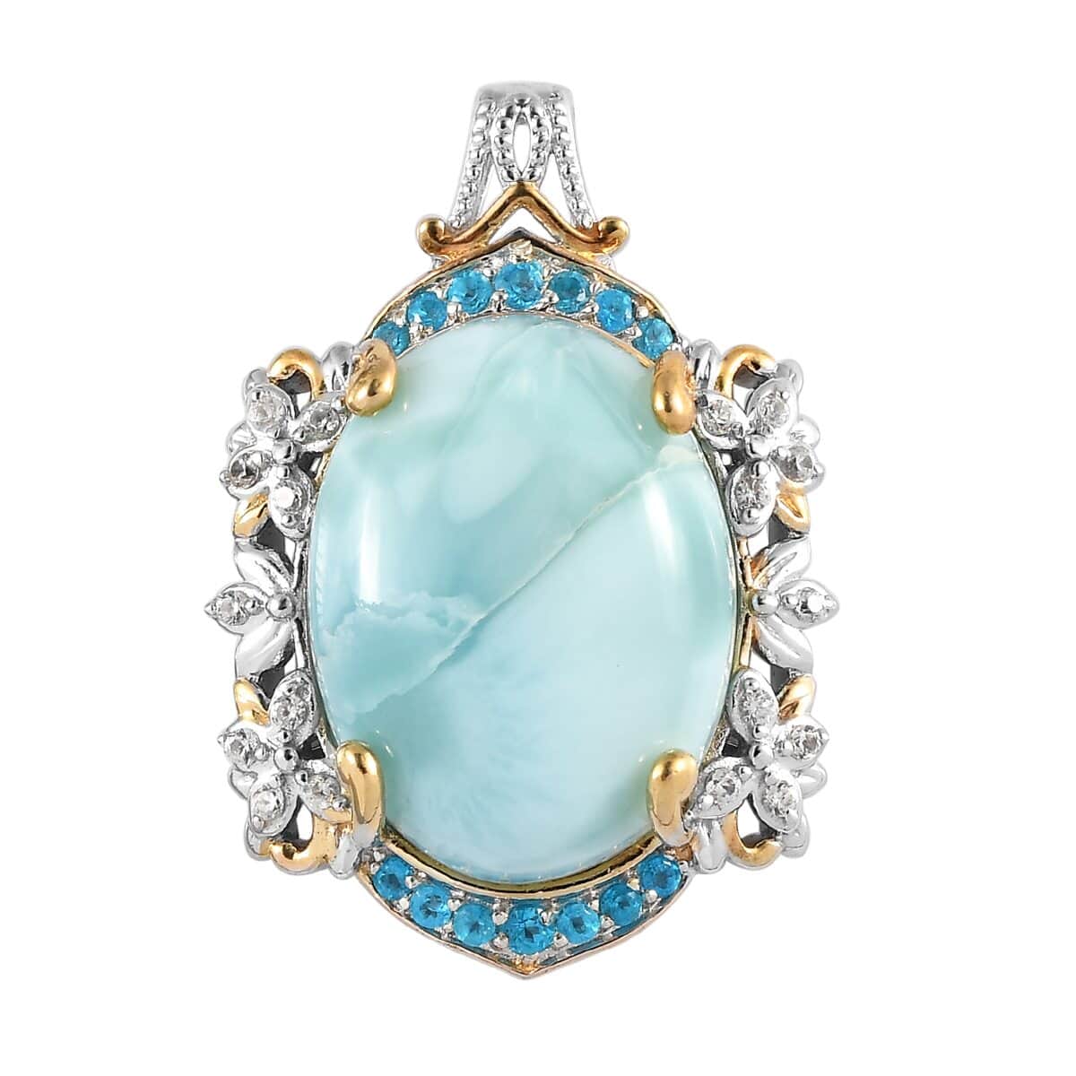 Larimar and Multi Gemstone Pendant in Vermeil Yellow Gold and Platinum Over Sterling Silver 17.50 ctw image number 0