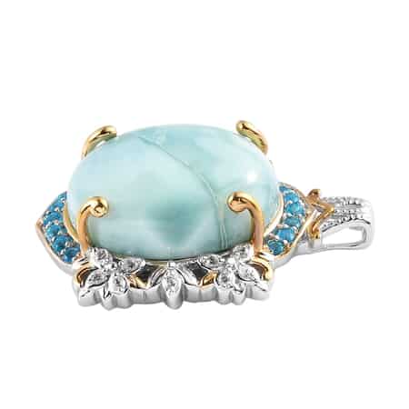 Larimar and Multi Gemstone Pendant in Vermeil Yellow Gold and Platinum Over Sterling Silver 17.50 ctw image number 3