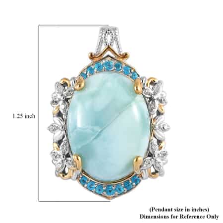 Larimar and Multi Gemstone Pendant in Vermeil Yellow Gold and Platinum Over Sterling Silver 17.50 ctw image number 5