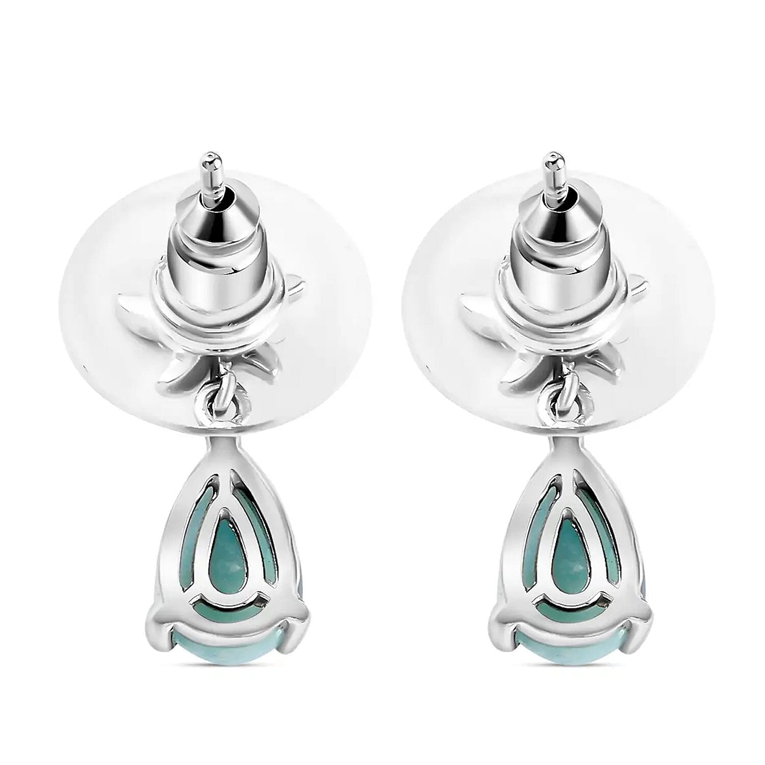Larimar and White Zircon 2.10 ctw Dangle Drop Earrings, White Zircon Dangle Earrings, Starfish Earrings For Women