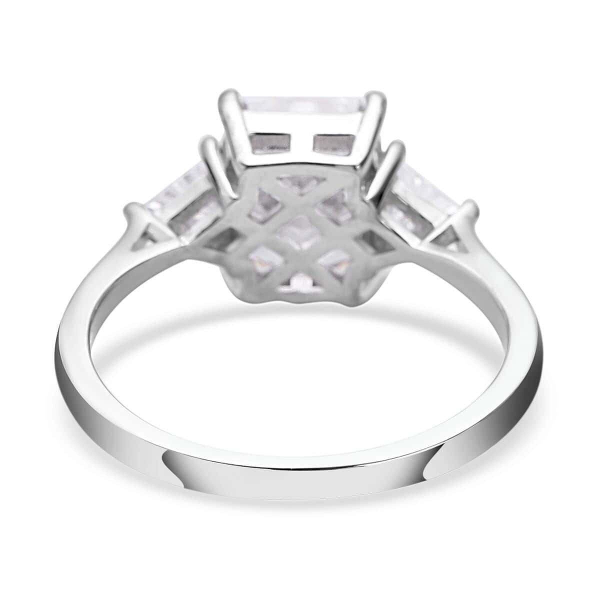 LUSTRO STELLA Radiant Cut Finest CZ Ring in Platinum Over Sterling Silver (Size 10.0) 4.50 ctw image number 4