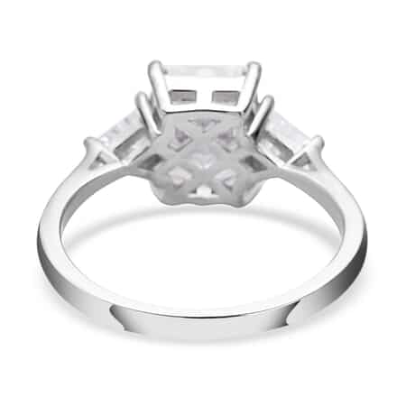 Lustro Stella Radiant Cut Finest CZ Ring in Platinum Over Sterling Silver (Size 7.0) 4.50 ctw image number 4