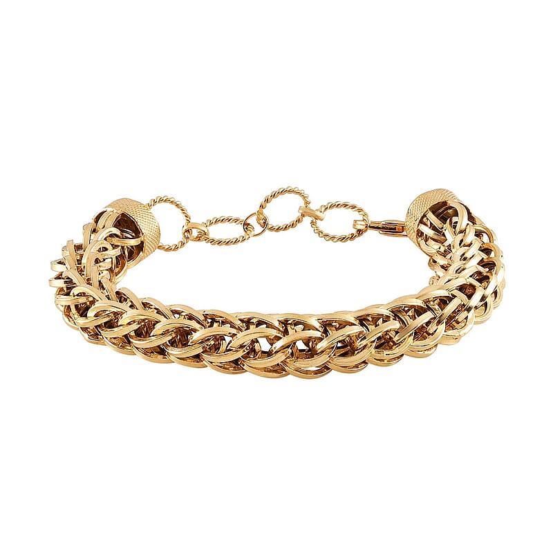 Artisan Crafted 14K Yellow Gold Over Sterling Silver Link Bracelet (7.25 In) 20.10 Grams