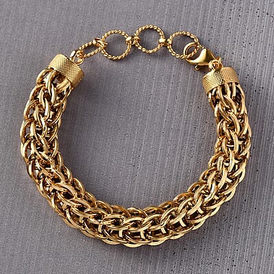 Artisan Crafted 14K Yellow Gold Over Sterling Silver Link Bracelet (7.25 In) 20.10 Grams