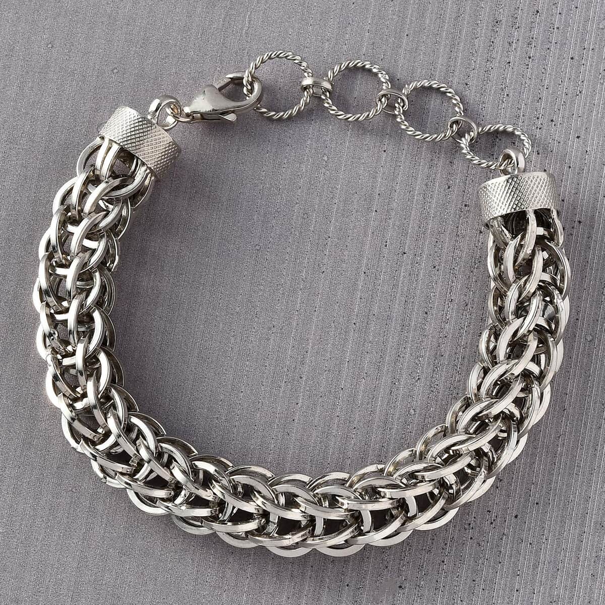 Artisan Crafted Platinum Over Sterling Silver Link Bracelet (7.25 In) 20.10 Grams image number 1