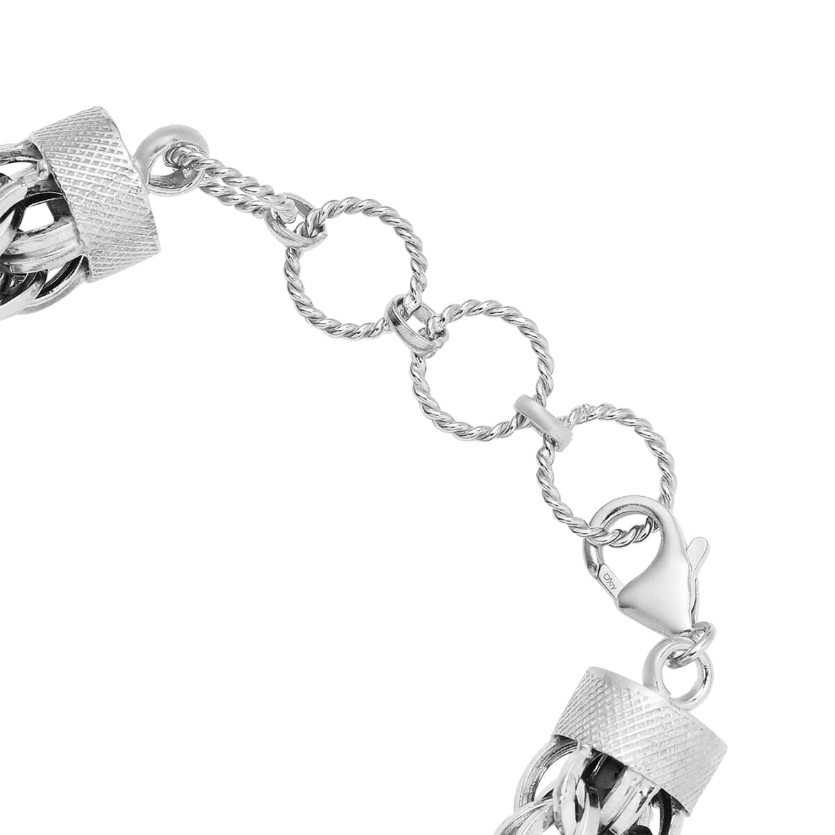 Artisan Crafted Platinum Over Sterling Silver Link Bracelet (7.25 In) 20.10 Grams image number 3