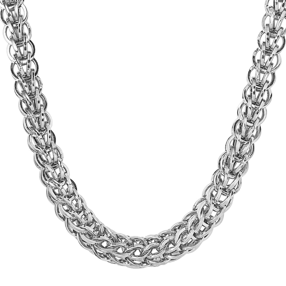 Artisan Crafted Platinum Over Sterling Silver 15mm Chain Necklace 20 Inches 53.90 Grams image number 0