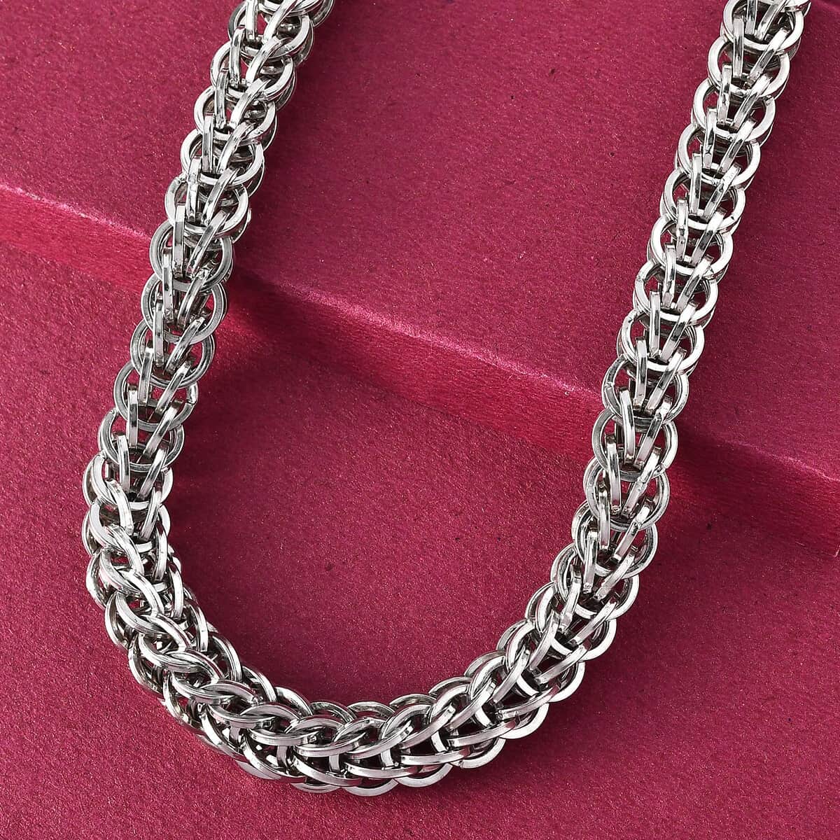 Artisan Crafted Platinum Over Sterling Silver 15mm Chain Necklace 20 Inches 53.90 Grams image number 1