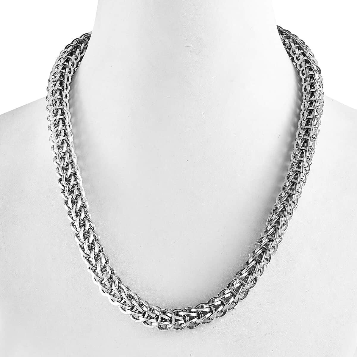 Artisan Crafted Platinum Over Sterling Silver 15mm Chain Necklace 20 Inches 53.90 Grams image number 2