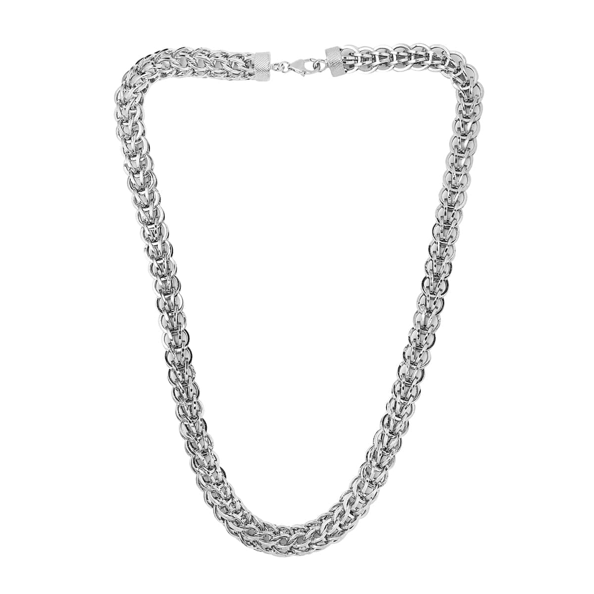 Artisan Crafted Platinum Over Sterling Silver 15mm Chain Necklace 20 Inches 53.90 Grams image number 3