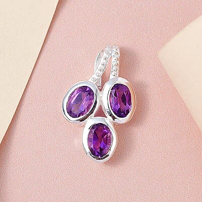 Amethyst Pendant in Sterling Silver 1.15 ctw