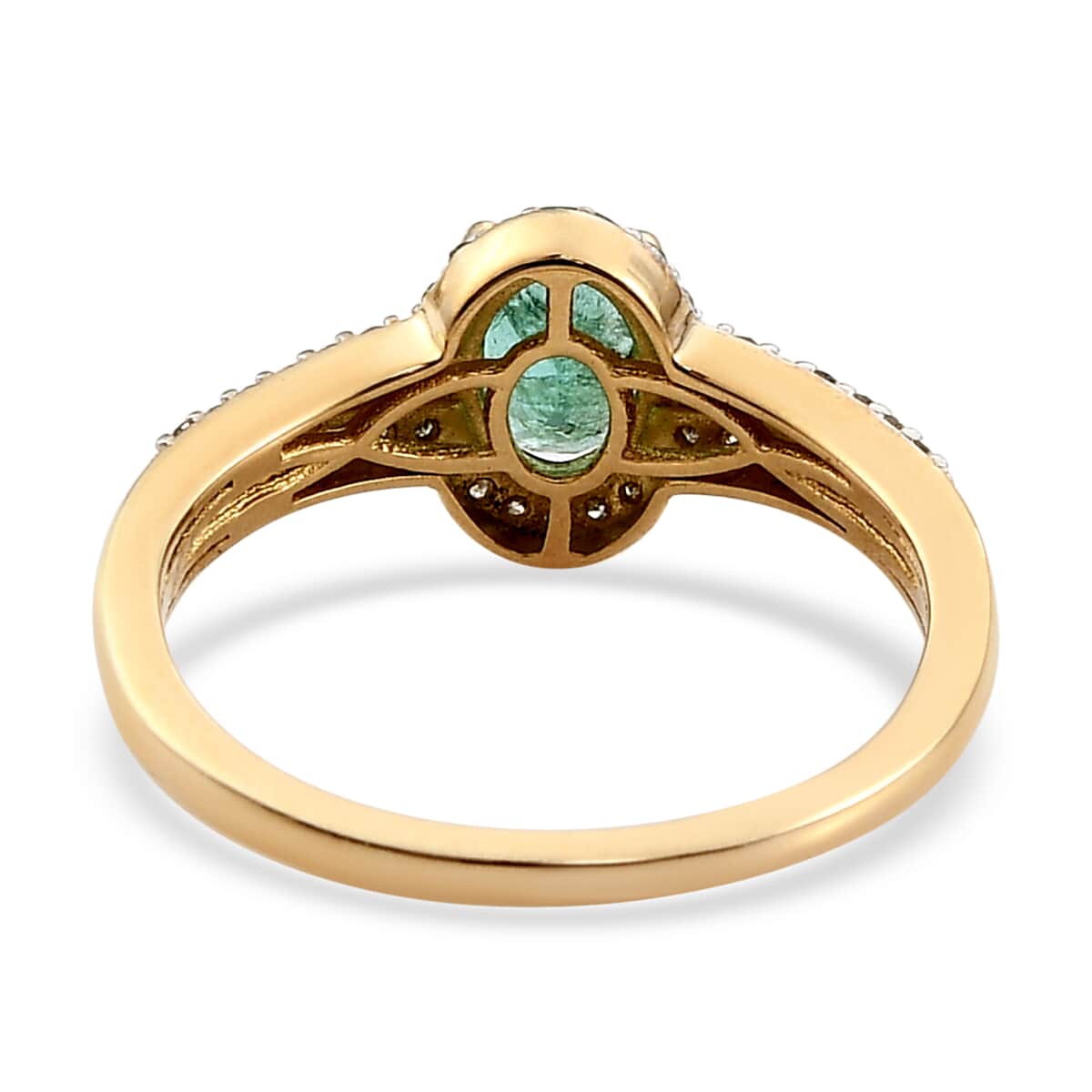 Luxoro 10K Yellow Gold AAA Kagem Zambian Emerald and Diamond Ring (Size 8.0) 1.00 ctw image number 4